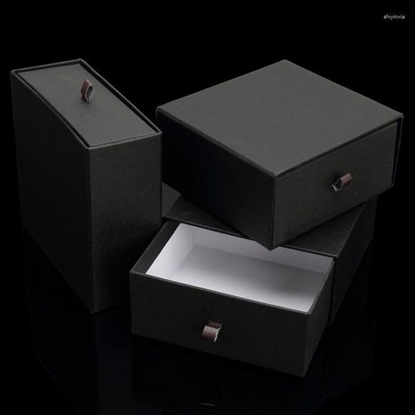Confezione regalo di alta qualità semplice scatola nera Pulla Natale e anno festa cintura portafoglio orologio sciarpa promozione all'ingrosso B203D