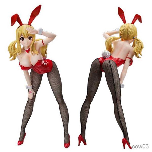 Aktionsspielfiguren 40CM Anime FAIRY TAIL Anime Figur Lucy Scarlet Sexy Black Mesh Socken Bunny Girl Erwachsene Modell Puppe R230710