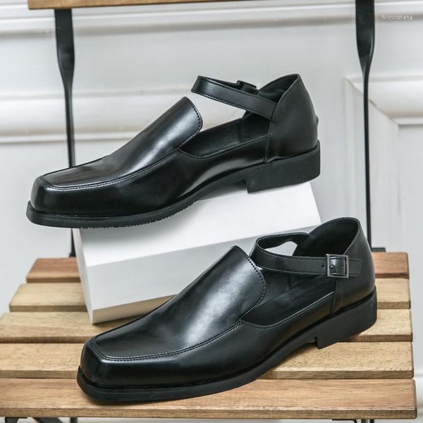 Scarpe eleganti Sandali da lavoro per adulti estivi per uomo Scarpe da festa con cinturino con fibbia nera Scarpe da uomo di marca Moda uomo Casual comodo