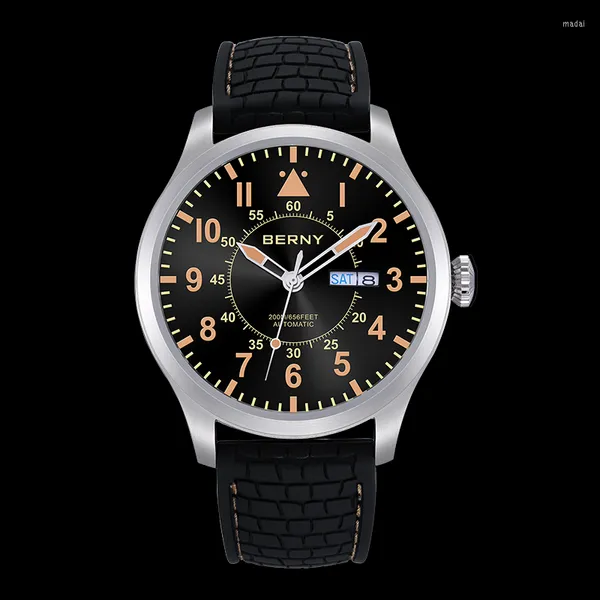 Нарученные часы Berny Diver Incl-in Crown Automatic Watch для мужчин Sapphire NH36 Man Luminous 20 Atm