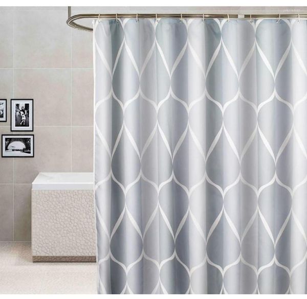 Tende da doccia Tenda da bagno Impermeabile con ganci Tessuto in poliestere geometrico grigio spesso Accessori per la decorazione della casa