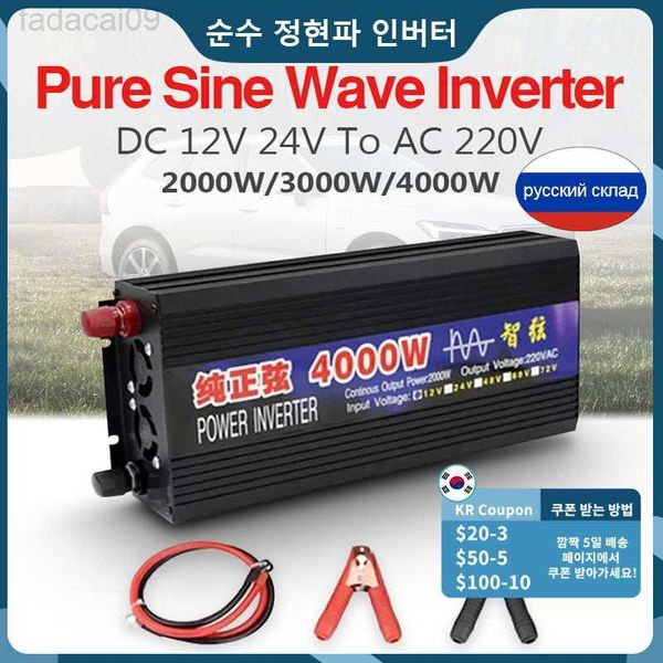 Стартер Pure Sine Wave Bank Home Car Invert 2000W3000W4000W DC 12 В 24 В в AC 220V Конвертер и напряжение солнечное инвертор HKD230710