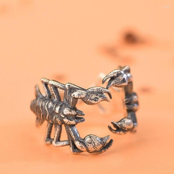 Cluster Ringe Mode Silber Farbe Vintage Punk Skorpion Offener Finger Ring Einstellbar Für Frauen Männer Schmuck Geschenk Dropship Großhandel