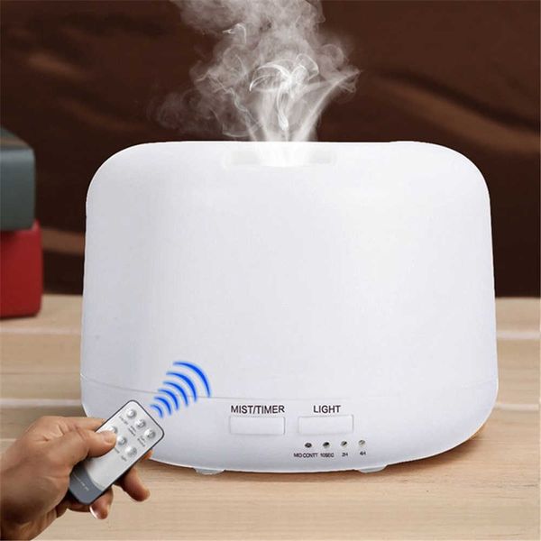 Umidificadores 500ml Umidificador de ar ultrassônico Cool Mist Maker Máquina de óleo essencial branco com lâmpada noturna LED Difusor de aromaterapia para casa