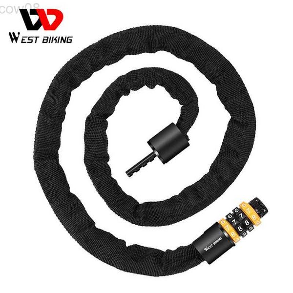 Bike Locks WEST BIKING Portab Bicyc Chain Lock Safety Anti-tht MTB Road Bike Password Lock Scooter Ectric E-Bike Cycling Accessorie HKD230710