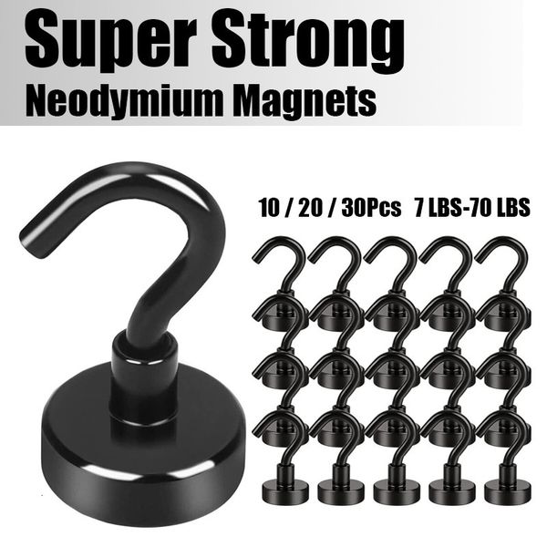 Magneti per frigorifero 10 20 30 pezzi forte gancio magnetico 70 libbre max magnete per impieghi gravosi 3 ganci al neodimio per cucina garage grill tazza portachiavi 230710