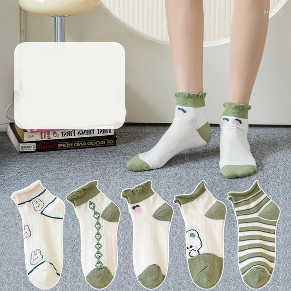 Женские носки носки Bear Woman Sock Cartoon для повседневного каваи модного припечатка сращивания невидимых сокс хлопковые весенние летние чулки