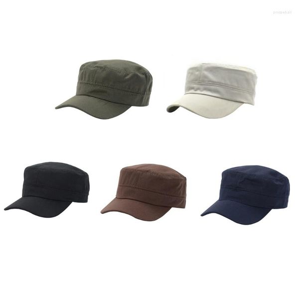 Berets Baumwolle Militär Hut Für Frauen Männer Atmungsaktive Flache Top Cap Erwachsene Outdoor Sonnenschutz Universal Peaked Kopfbedeckung