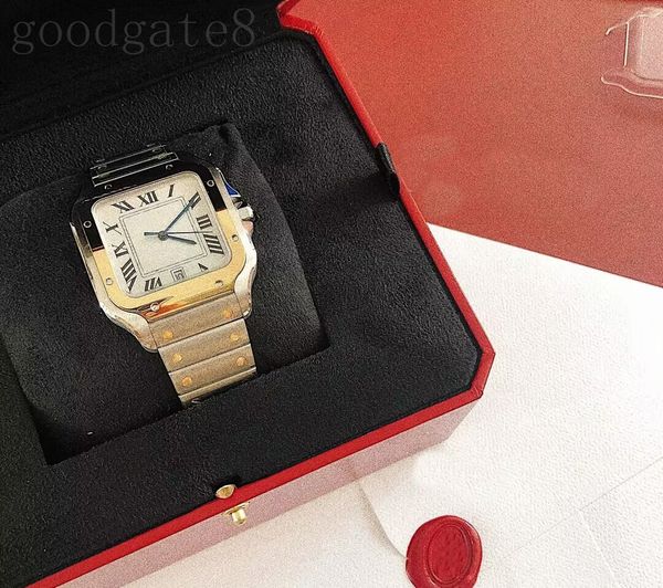 Klassische vergoldete Uhr, Modedesigner-Uhren, hochwertige Santo 2813-Uhrwerk, Business-Reloj-Straße, wssa0018, modische Damen- und Herrenuhr mit Schraublünette xb08 C23