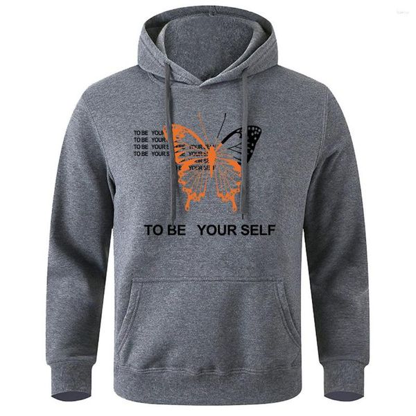 Herren Hoodies To Be Yourself Druck Mann Mit Kapuze Mode Neuheit Sportbekleidung Klassisch Trend Sport Männlich Hoody Retro Casual All Match