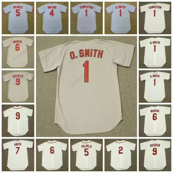 StLouis Vintage Baseball Jersey 1 GARRY TEMPLETON 1977 OZZIE SMITH 1992 2 RED SCHOENDIENST 1940 MOLINA PUJOLS 6 MUSIAL 9 BOB UECKER 1964 ENOS SLAUGHTER