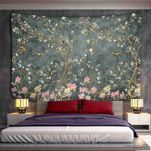 Camesler Çiçek Kuş Yağlı Boya Goblen Duvar Asma Sanat Estetikcilik Teması Evde Oturma Odası Yatak Odası Dekorasyon Asma Perde Kadınlar R230710