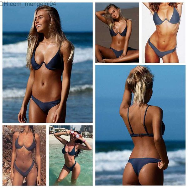 Damen Bademode ARXIPA High Cut Mini Bikini Sets Bügel Badeanzug Frauen Sexy Bademode Tanga Badeanzug Push Up Beachwear Solid Micro badende Z230711