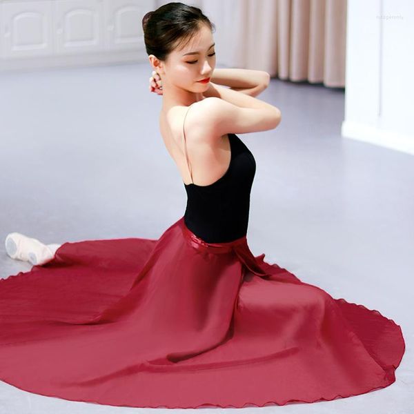Стадия носить балетную юбку девушки длинные шифоны для взрослых бальные бальные кружевные танец черный вин красный костюм корсет женский фартук мягкий тонкий