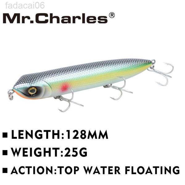 Esche esche Mr.Charles CMC018 Esca da pesca 128mm / 25g Galleggiante Top Acqua Colori assortiti Popper Wobbler Matita Esca Esca manuale Attrezzatura da pesca HKD230710