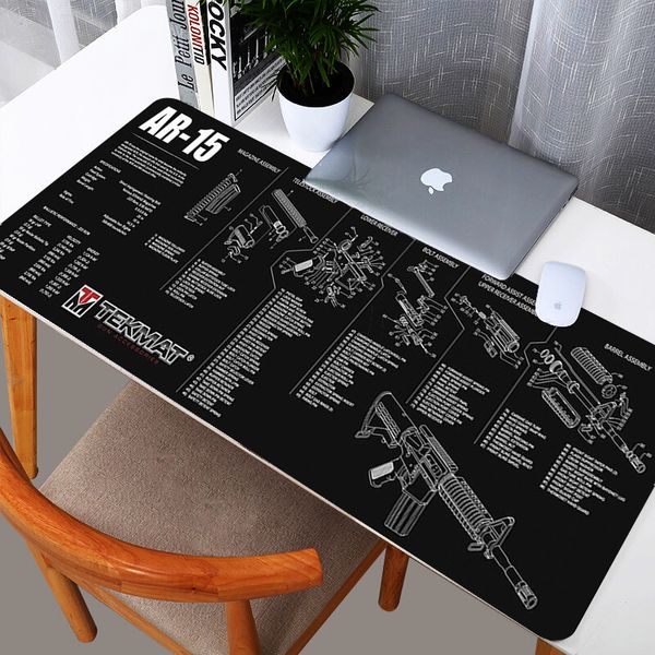 Preto Ar 15 Ak47 Gun Gaming Mouse Pad Gamer XL Custom HD Home Mousepad XXL MousePads Macio Antiderrapante de Borracha para Escritório PC Mouse Pad