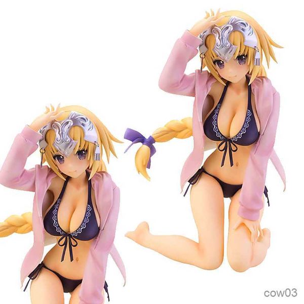 Figuras de brinquedo de ação 12CM Figura de anime Fate Stay Night Joana D'Arc Maiô Sexy Pose de ajoelhamento Modelo Bonecas Brinquedo Presente Coletar enfeites de caixa R230710