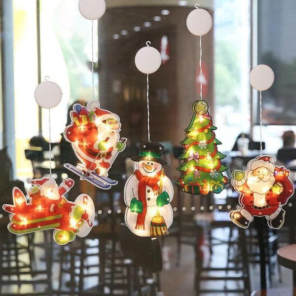 Decoração de natal luzes led corda luzes penduradas com gancho otário festa de natal casa decoração do quarto lanternas vitrine decoração luz jy10