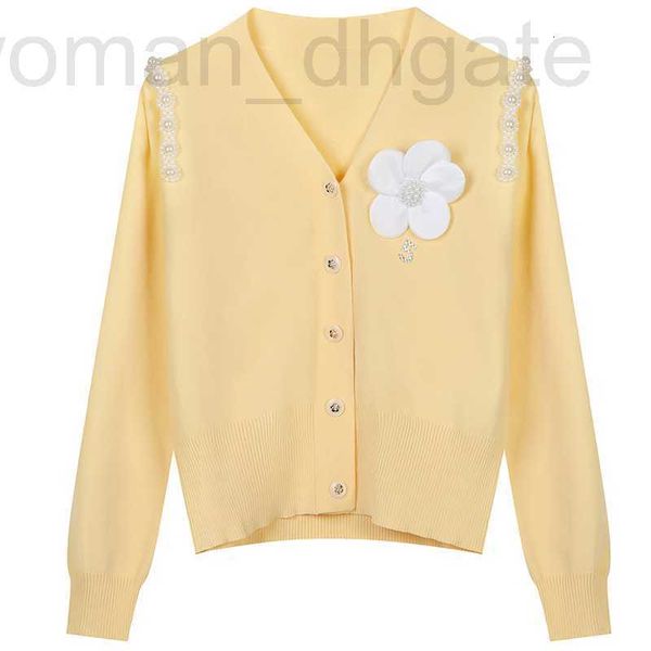 Maglioni da donna firmati 206 2023 Primavera Estate Donna Maglione Manica lunga con scollo a V Cardigan Rosa Bianco Marca Stesso stile Pullover a righe da donna