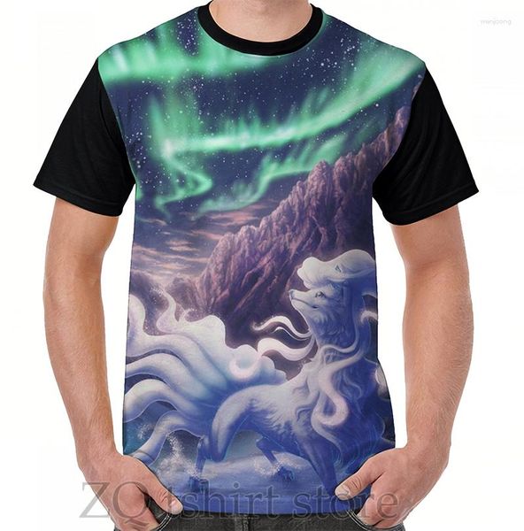 Camisetas masculinas Alolan Ninetales Graphic T-Shirt Men Tops Tee Women Shirt Funny Print O-neck manga curta Tshirts