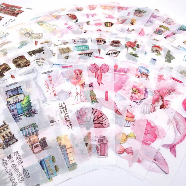 Yapışkan Çıkartmalar 6 Sheets Kawaii Washi Kağıt Çıkartma Hayvan Bitkisi Balina Dergisi Scrapbooking Dekoratif Defter Kırtasiye Malzemeleri 230707