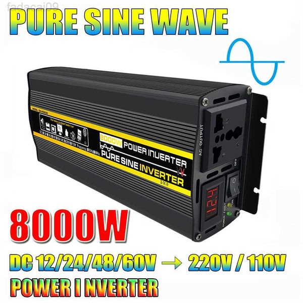 Starthilfe 8000 W reine Sinuswelle Power DC 12 V 24 V zu AC Wechselrichter 220 V Solar-Auto-Konverter HKD230710