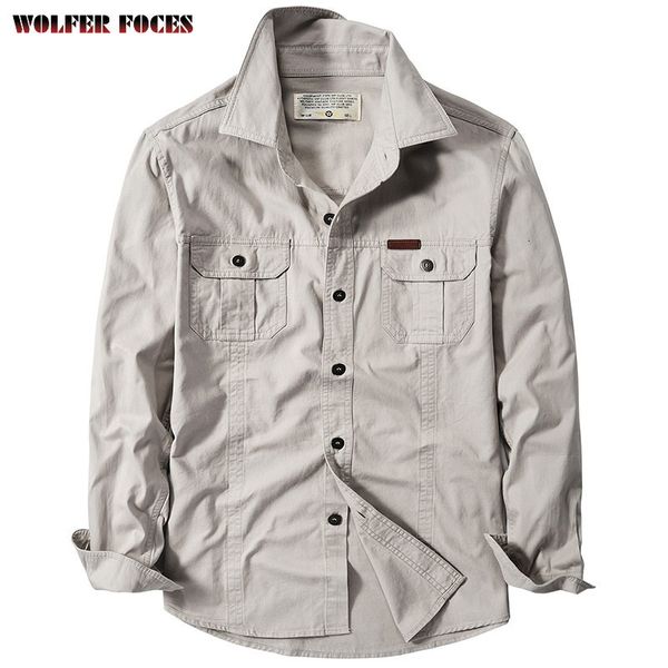 Camicie eleganti da uomo Camicie da uomo Abbigliamento da uomo oversize Camicia casual in cotone a maniche lunghe Primavera Oxford Cardigan militare maschile Camicetta moda 230710