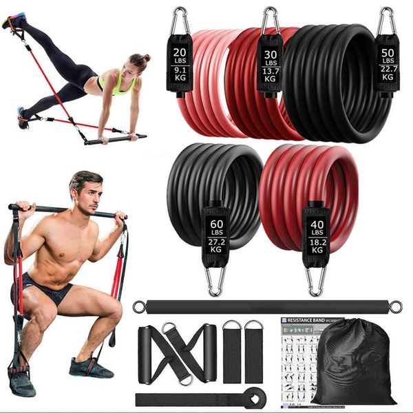 Fasce di resistenza Barra di allenamento Fitness Set di fasce di resistenza Allenamento Pull Rope Yoga Pilates Booty Bands Attrezzatura da palestra per la casa Bodybuilding Peso HKD230710