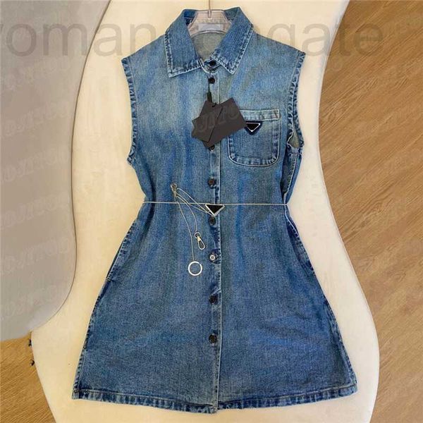 Taglie forti Abiti firmati Gilet di jeans per donna Design Badge in metallo Giacca Cappotto Abito senza maniche Abiti estivi HQSD