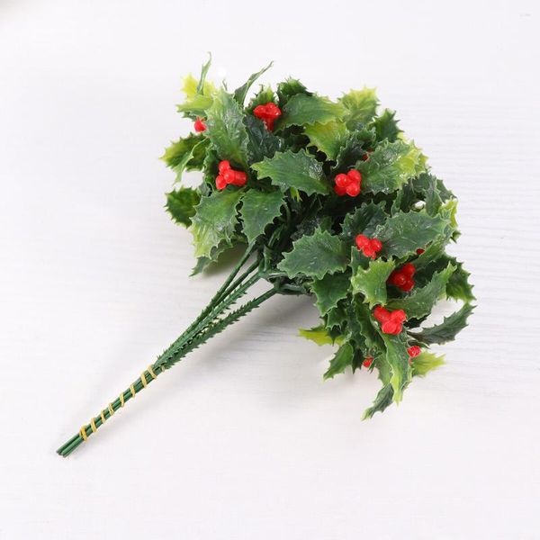 Dekorative Blumen, 12 Stück, Weihnachtsblumen-Picks, Stechpalmen-Beeren-Stammbaum, Blumenpflücker, Zweige, Urlaubsdekoration, Arrangements, Zuhause