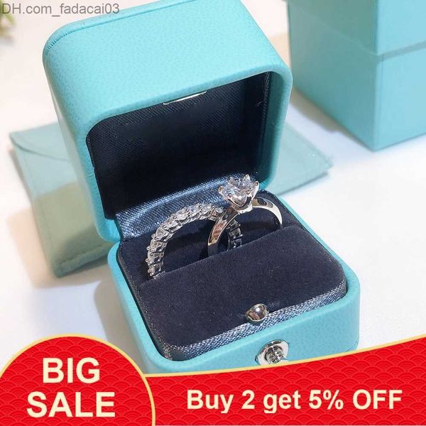 Fedi nuziali 100 Sterling Silver Brand Promise Ring Set 5A Zircon Sona CZ Fede nuziale di fidanzamento Z230712