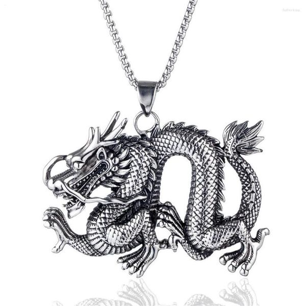 Anhänger Halsketten 2023 China Dragon Einfache Edelstahl Kette Halskette Für Frauen Zubehör Hohe Qualität Schmuck Geburtstag Geschenk