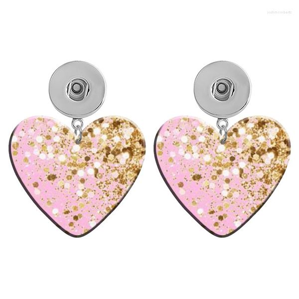 Dangle Küpeler Aşk Mom Ayçiçeği Mutlu Paskalya 12mm 18mm Snap Düğmesi Kalp Akrilik Kulak Sapı DIY Takı R1380
