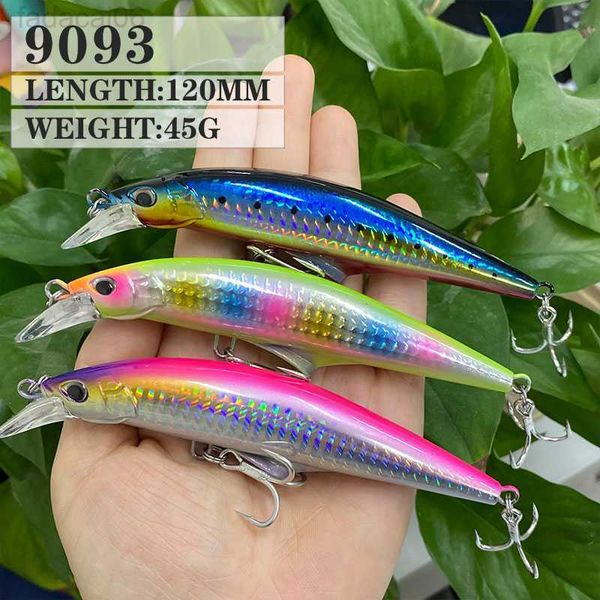 Baits Lures 1 Stück 120 mm 45 g schwerer Minnow sinkender Angelköder Meerwasserforelle Bassköder zum Angeln mit langem Wurf Isca Pesca Angelköder 9093 HKD230710