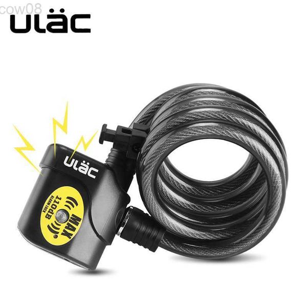 Fechaduras de bicicleta ULAC Mountain Bike Lock Sound Alarme alto Road Bicyc Cab Lock 3 Key Anti-tht Cycling Motorcyc Moto Ebike Safety Wire Lock HKD230710