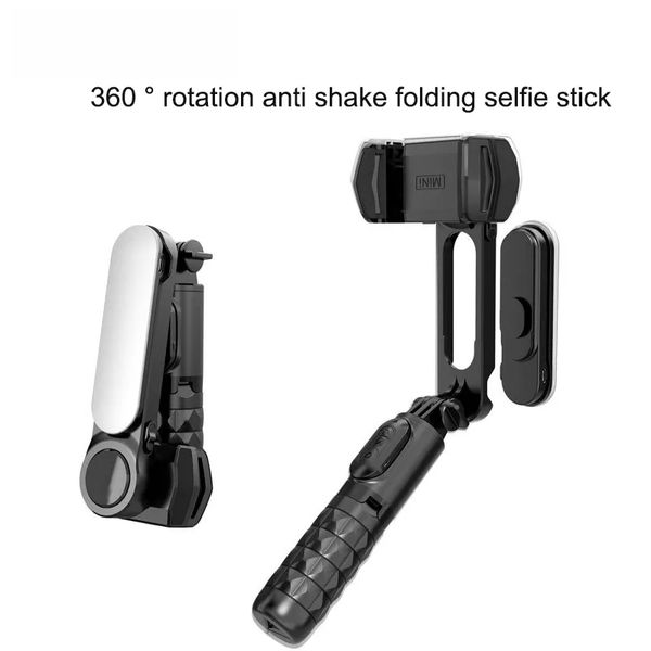 Gimbals de mão Rotação de 360 ° Selfie Stick Tripé de estabilização de foto com iluminação Controle remoto Bluetooth sem fio