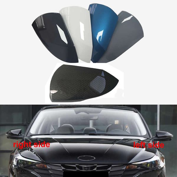 Para hyundai elantra 7th-2021 acessórios do carro espelho retrovisor capa espelhos laterais carcaça shell cor pintada de fibra de carbono