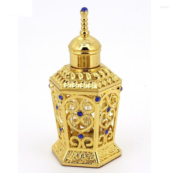 Garrafas de armazenamento 10ml garrafa recarregável de perfume em forma de castelo estilo árabe antigo óleos essenciais rolha vintage portátil luxo