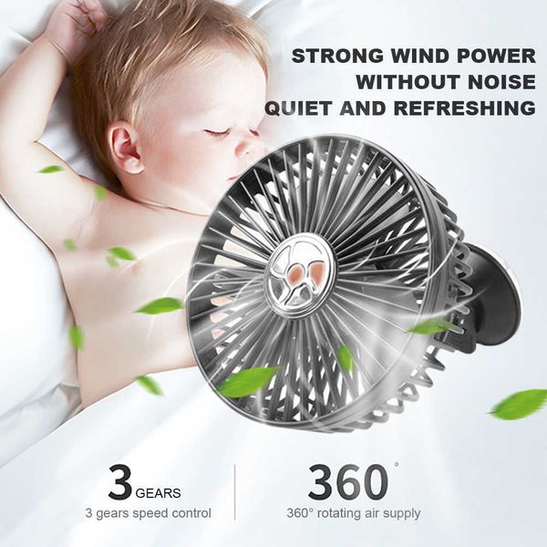 Ventilatori elettrici 12V/24V Mini ventilatore per auto elettrica a basso rumore estivo condizionatore d'aria automatico ventola di raffreddamento rotante a 360 gradi dispositivo di raffreddamento per auto ventilatore del sedile