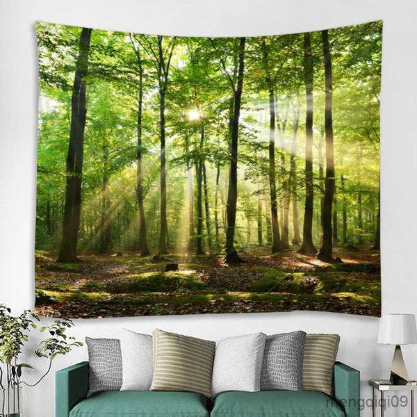 Wandteppiche, nebliger Wald, Baum-Druck, großer Wandteppich, günstiger Wandbehang, Wandteppich, Wandkunst, Heimdekoration, R230710