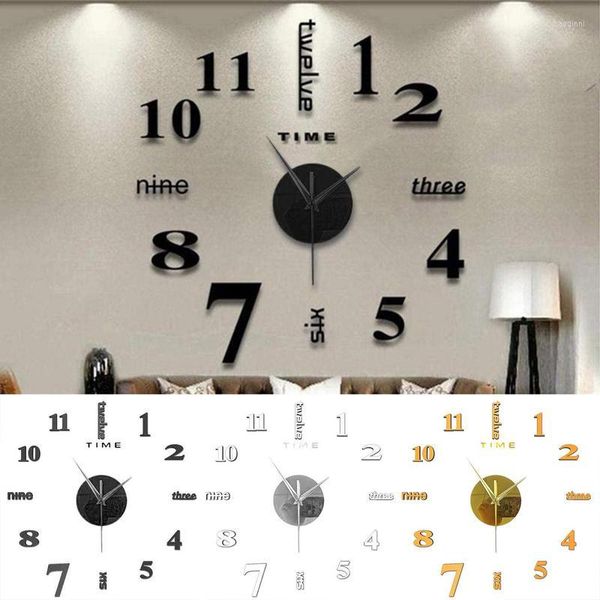 Orologi da parete Orologio Adesivo Fai da te Acrilico 3D Frameless Silent Time 1 Pc Senza segno di spunta Rotondo Fashion Decal Modern Home Office Room Hanging Decor