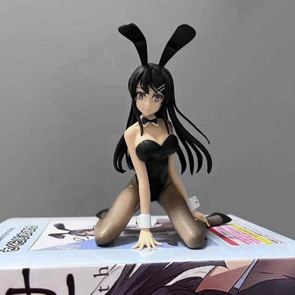 Figuras de brinquedo de ação anime figura sakurajima mai seda preta sexy coelho menina destacável série periférica coleção exibição presente