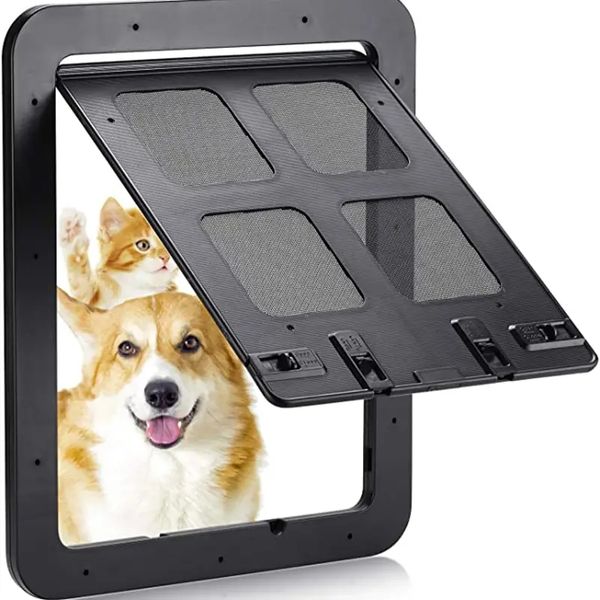 Porta de tela para cachorro de estimação Porta de tela deslizante com trava para gato Porta de travamento com tela de fechamento automático Porta para animais de estimação