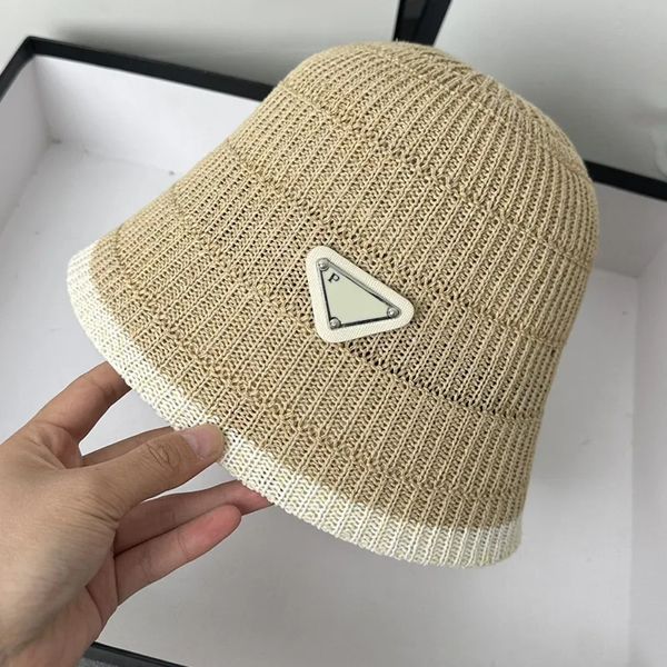 Berretti a sfera firmati Cappello da pescatore colorato a triangolo da donna Cappello da pescatore lavorato a maglia di paglia Parasole estivo Protezione solare Cappello da sole Cappello da baseball kaki