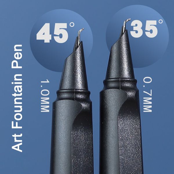 Fountain Pens 1 PCS Sanatçılar Kavisli Sert Kalem 07mm İnce Altın Kaligrafi Öğrenciler için Yazma ve İş İmzası Uygulamaları için 230707