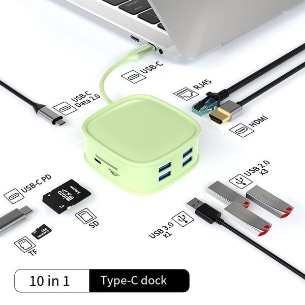 Док-станции для ноутбука типа C Dock Dock USB HUB 10 в 1 Компьютерной периферийности, подходящие для фаблета