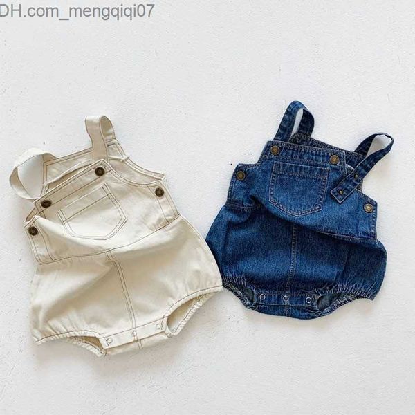 Macacão 2023 novo jeans de verão para meninos Vestuário justo sem mangas para meninas cobrindo roupas casuais infantis 0-3 anos Z230711