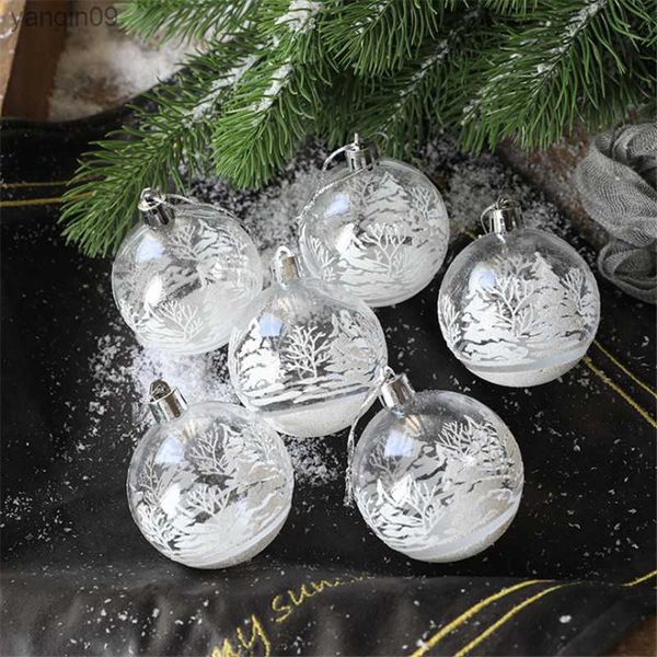 Bolas de Natal transparentes Bolas de neve Bolas pintadas à mão Enfeites para árvores de Natal Pingentes Janelas Decorações de teto L230626