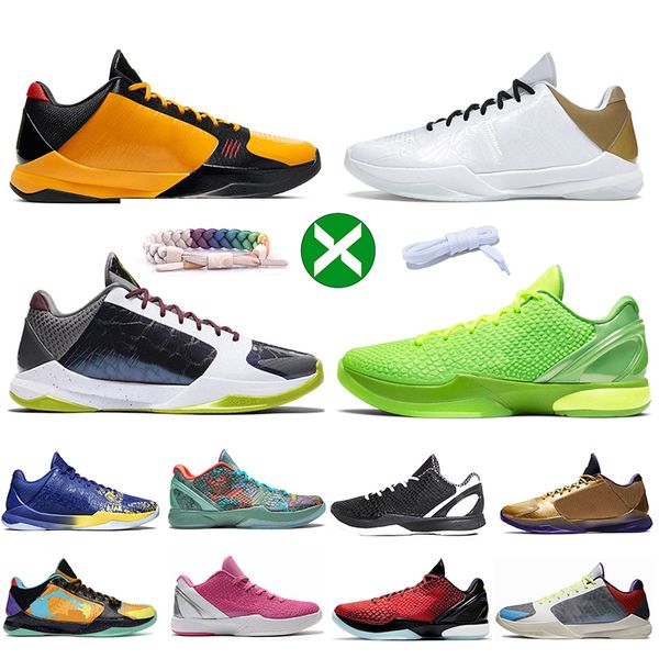 Mit Box Reverse Grinch Basketballschuhe Mamba 6 Herren Gold Herren Think Pink Protro 5 Ringe Praktische weiße D Sports Outdoor Sneakers Größe 40-46