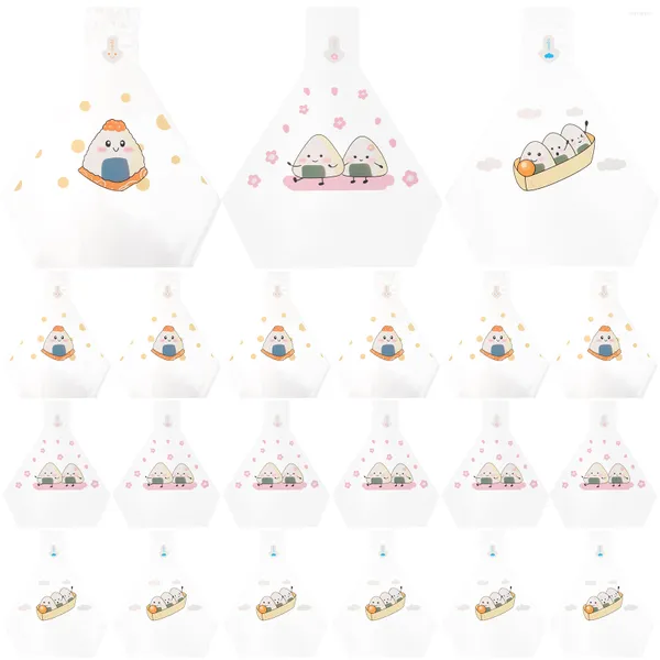 Geschirr-Sets, 50 Stück, transparentes Geschenkpapier, Dreieck-Reisbällchen-Verpackung, japanische Onigiri-Verpackung, Dekorationssuite, 19 x 15 cm